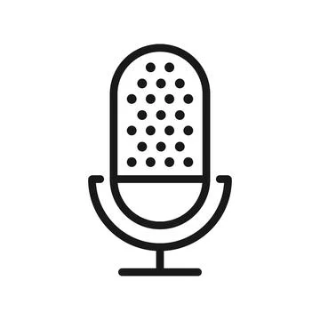 Microphone icon in outline stroke flat style. Karaoke equipment vector illu.. Stock Illustration