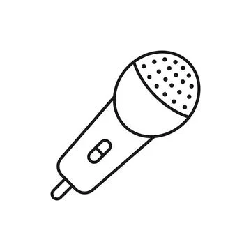Microphone icon in outline stroke flat style. Mic for podcast vector illust.. Stock Illustration
