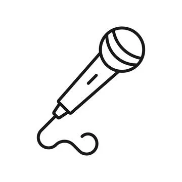 Microphone icon in outline stroke flat style. Mic for podcast vector illust.. Stock Illustration