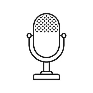 Microphone icon in outline stroke flat style. Mic for podcast vector illust.. Stock Illustration