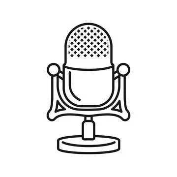 Microphone icon in outline stroke flat style. Mic for podcast vector illust.. Stock Illustration