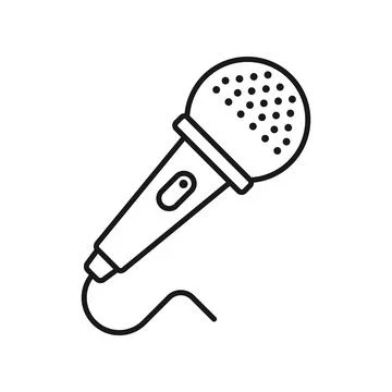 Microphone icon in outline stroke flat style. Mic for podcast vector illust.. Stock Illustration