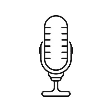 Microphone icon in outline stroke flat style. Mic for podcast vector illust.. Stock Illustration