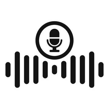 Microphone icon recording audio waves symbol Stock Illustration