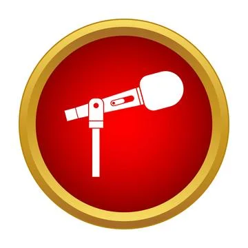 Microphone icon in red circle for audio recording Stock Illustration