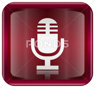 Microphone icon red, isolated on white background Stock Illustration