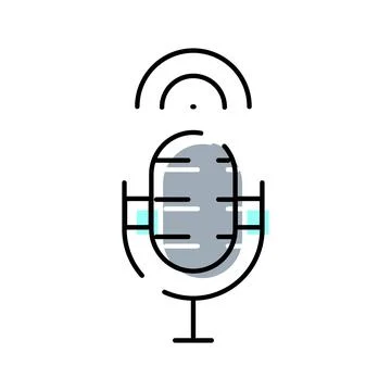 Microphone icon representing podcasting broadcast and audio recording Illustrazione stock