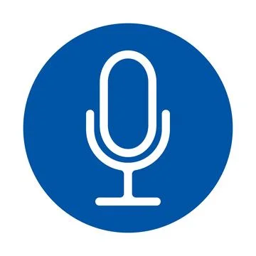 Microphone Icon in Round Blue Background for Audio and Music Applications Иллюстрация