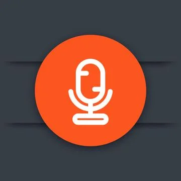 Microphone icon, round linear pictogram, vector illustration Stock Illustration