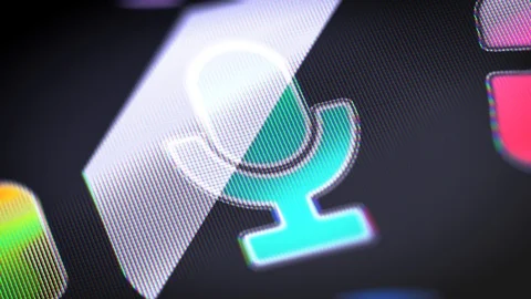 The microphone icon on the Screen. 4K Resolution. Encoder Prores 4444. Looping. Stock Footage 86202886