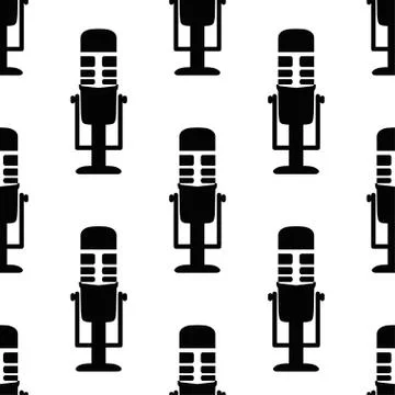 Microphone icon seamless pattern. Image Personal assistant and voice recognit Stock Illustration