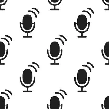 Microphone icon seamless pattern. Image Personal assistant and voice recognit Illustrazione stock