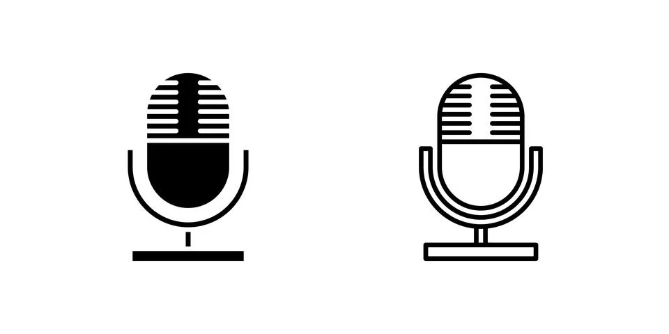Microphone icon set for audio input, podcast, or sound recording. Stock Illustration