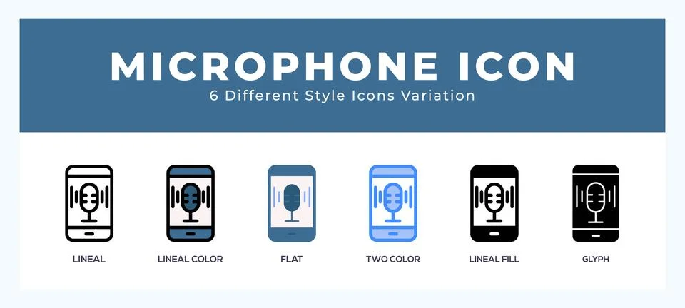 Microphone icon set. Design elements for logo Stock Illustration
