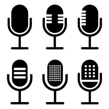 Microphone icon set. Different microphone collection Stock Illustration