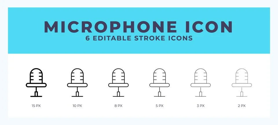 Microphone icon set with different stroke. Vector illustration with editabl.. 스톡 일러스트