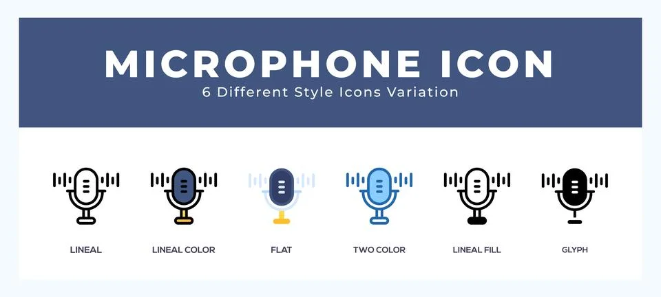 Microphone icon set with different styles. Design elements for logo. Vector.. Stock Illustration