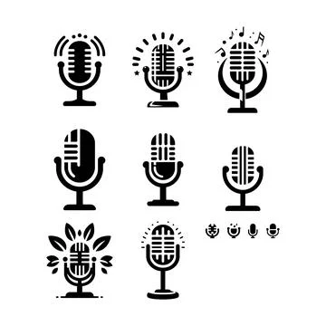 Microphone icon set. Different type microphone collection. Stock Illustration