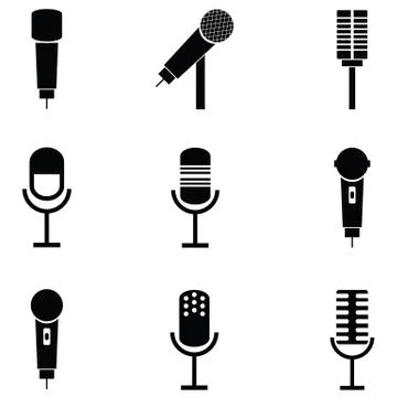 Microphone icon set Stock Illustration