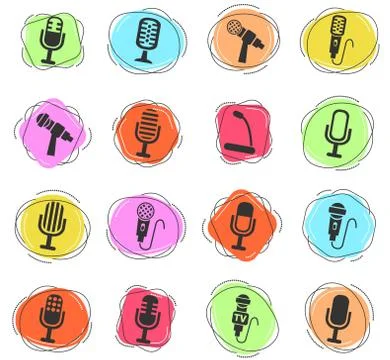Microphone icon set Stock Illustration