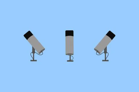 Microphone icon set vector illustration. Editable simple flat design Stock Illustration