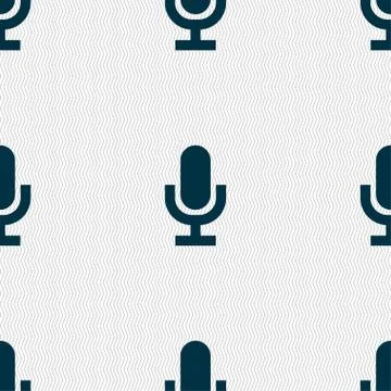 Microphone icon sign. Seamless pattern with geometric texture. Vector イラスト素材