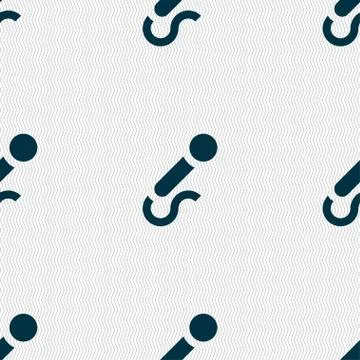 Microphone icon sign. Seamless pattern with geometric texture. Vector Ilustración de archivo
