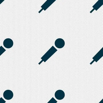 Microphone icon sign. Seamless pattern with geometric texture. Vector Ilustración de archivo