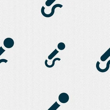 Microphone icon sign. Seamless pattern with geometric texture. Vector Stock Illustration