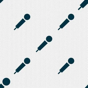 Microphone icon sign. Seamless pattern with geometric texture. Vector Stock Illustration