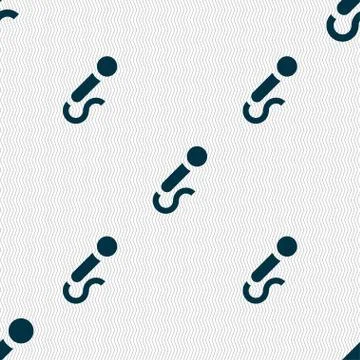 Microphone icon sign. Seamless pattern with geometric texture. Vector Ilustración de archivo
