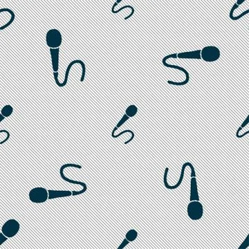 Microphone icon sign. Seamless pattern with geometric texture. Vector Ilustración de archivo
