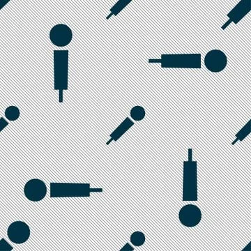 Microphone icon sign. Seamless pattern with geometric texture. Vector 스톡 일러스트
