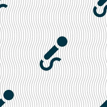 Microphone icon sign. Seamless pattern with geometric texture. Vector Ilustración de archivo