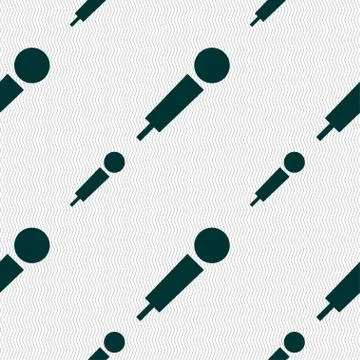 Microphone icon sign. Seamless pattern with geometric texture. Vector Illustrazione stock