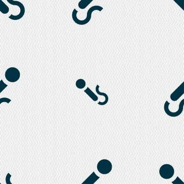 Microphone icon sign. Seamless pattern with geometric texture. Vector Stock Illustration