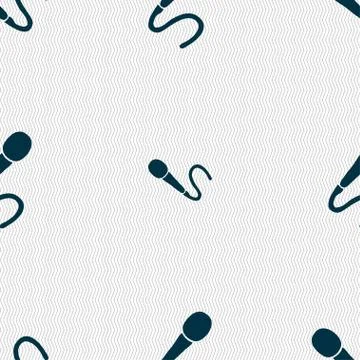 Microphone icon sign. Seamless pattern with geometric texture. Vector 스톡 일러스트