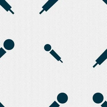 Microphone icon sign. Seamless pattern with geometric texture. Vector Ilustración de archivo