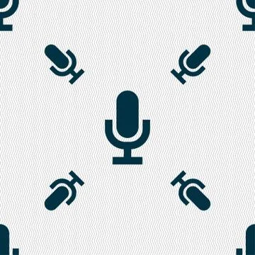 Microphone icon sign. Seamless pattern with geometric texture. Vector Illustrazione stock