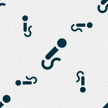 Microphone icon sign. Seamless pattern with geometric texture. Vector Illustrazione stock