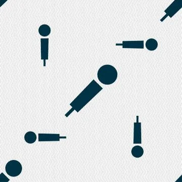 Microphone icon sign. Seamless pattern with geometric texture. Vector Illustrazione stock