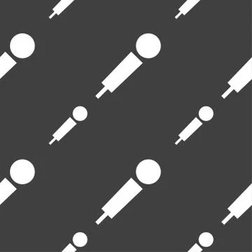Microphone icon sign. Seamless pattern on a gray background. Vector Illustrazione stock