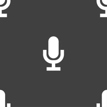 Microphone icon sign. Seamless pattern on a gray background. Vector Illustrazione stock