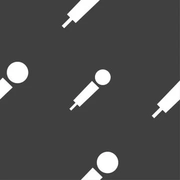 Microphone icon sign. Seamless pattern on a gray background. Vector Illustrazione stock