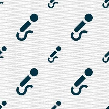 Microphone icon sign. Seamless pattern with geometric texture. Ilustración de archivo