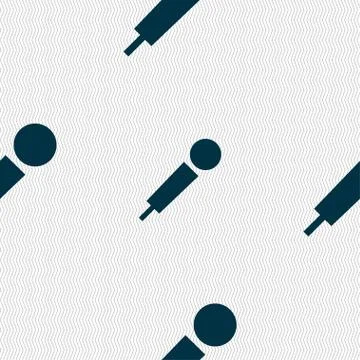 Microphone icon sign. Seamless pattern with geometric texture. Stock Illustration