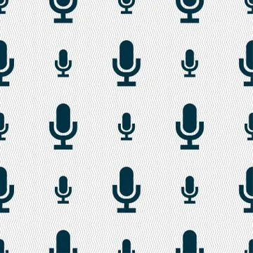 Microphone icon sign. Seamless pattern with geometric texture. イラスト素材