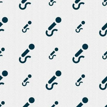 Microphone icon sign. Seamless pattern with geometric texture. Illustrazione stock