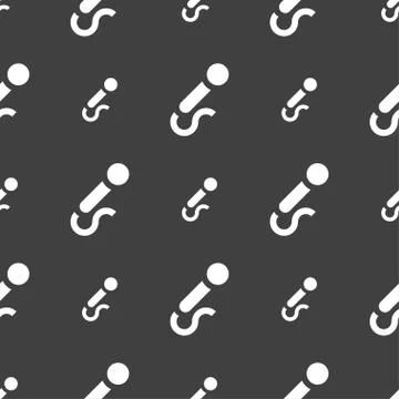 Microphone icon sign. Seamless pattern on a gray background. Illustrazione stock
