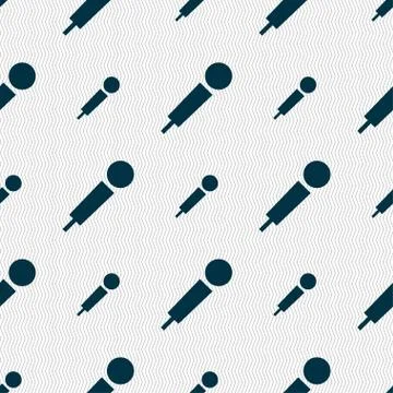 Microphone icon sign. Seamless pattern with geometric texture. Illustrazione stock